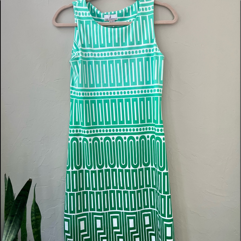 New Jude Connally Green & White Ombre Stretch Dress Size S
